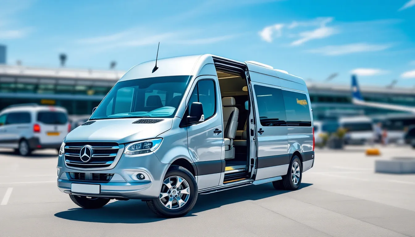 Ein Mercedes Benz Sprinter, der für Flughafentransfers in München verwendet wird.