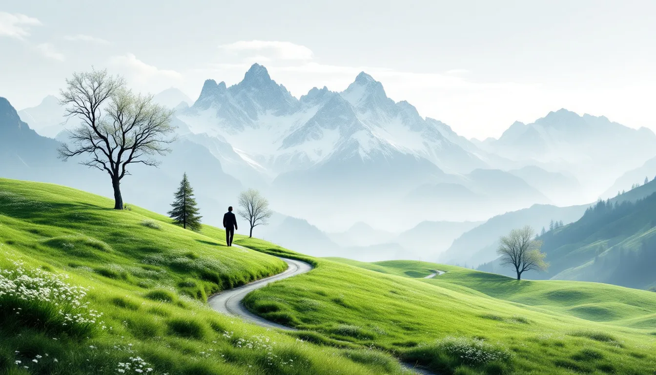 A picturesque view of the Swiss countryside showcasing rolling hills and breathtaking scenery.